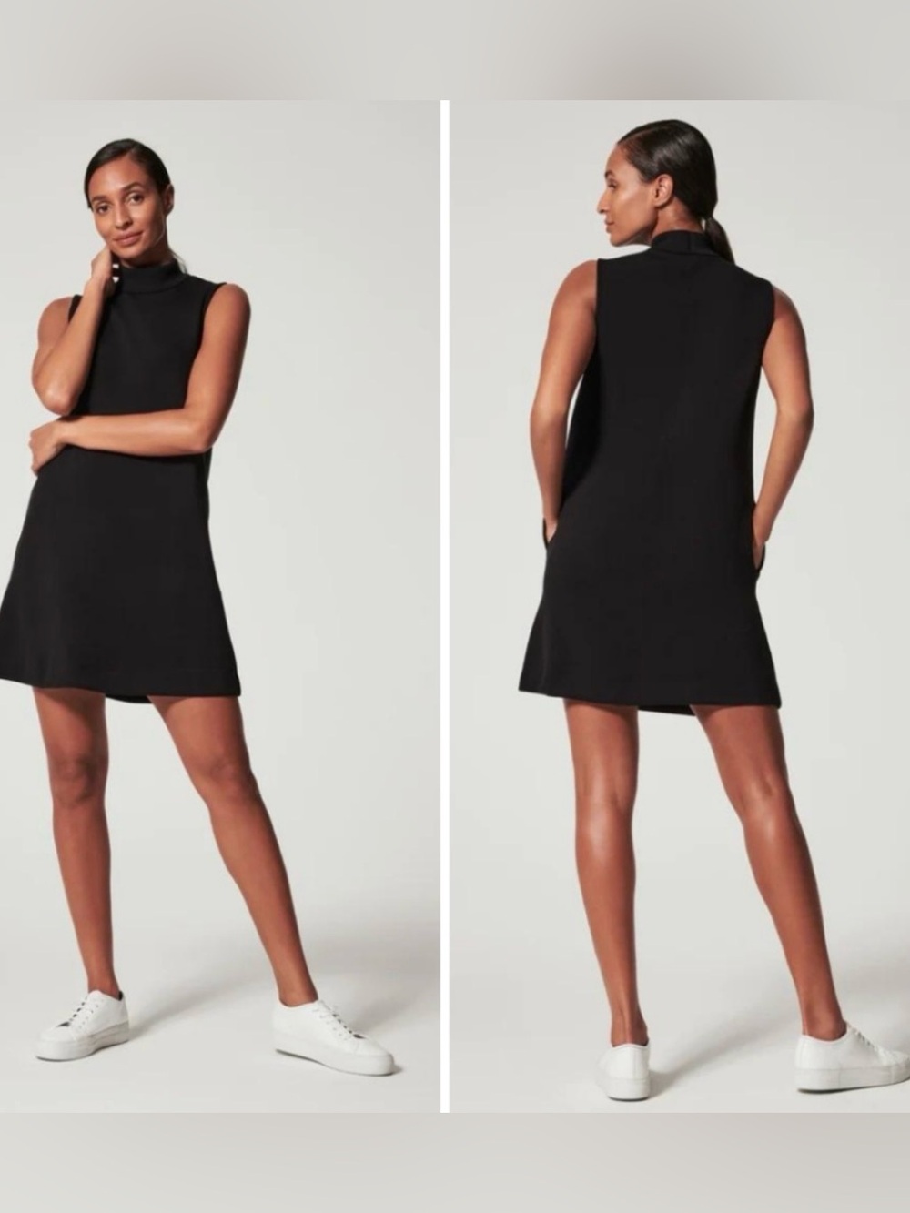 SPANX Air Essentials Sleeveless Mock Neck Shift Dress in Black Size Small EUC